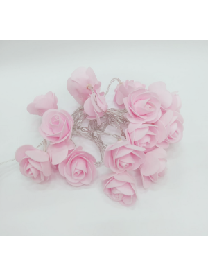 CORDÃO 20 ROSAS LEDS À PILHA 3,8M FIO TRANSPARENTE