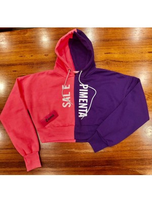 MOLETOM CROPPED DUAS CORES SAL E PIMENTA COM TOUCA