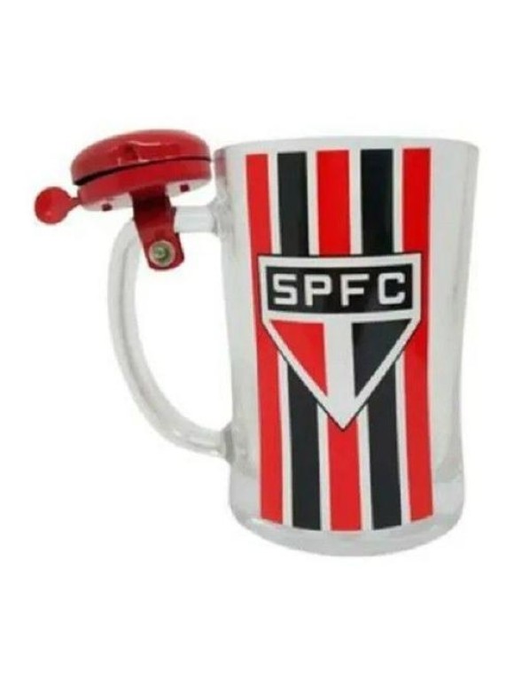 CANECA DE VIDRO SÃO PAULO COM CAMPAINHA 650ML