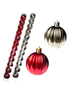 KIT 24 BOLAS DE NATAL 4CM ONDULADAS EM 2 TUBOS