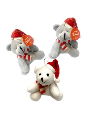 KIT 3 URSINHO NATAL PENDENTE GORRO E CACHECOL PEQUENO